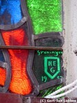 Signatuur van het atelier waar het glas in lood is vervaardigd
<br/>
Gert-Jan Lobbes, 2017